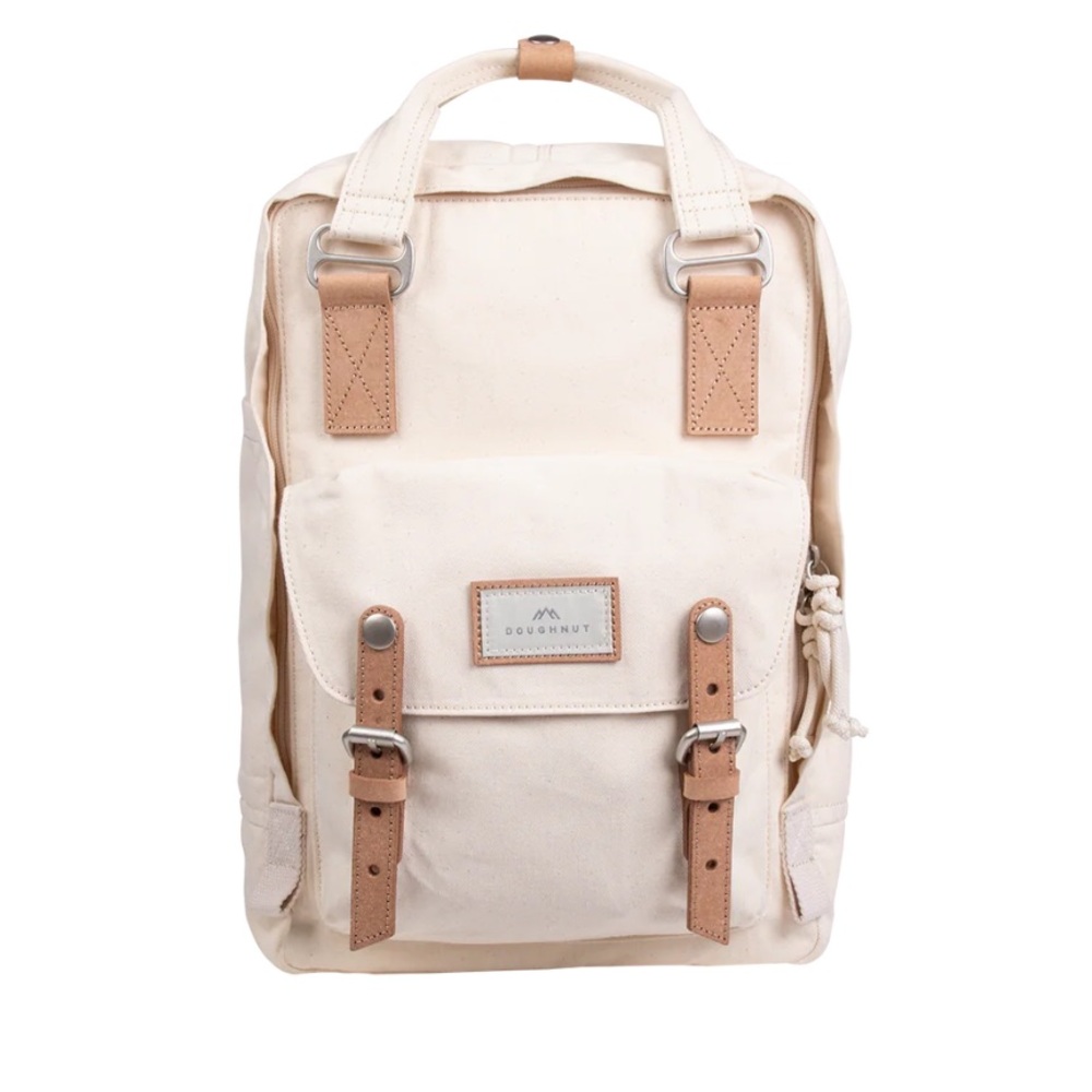 NWT doughnut macaron beige and tan straps backpack